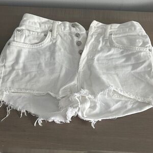 Agolde White Distressed Jean Shorts